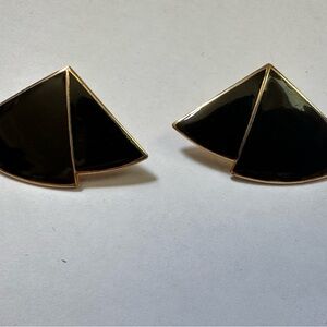 Elegant Vintage 70’s Black and Gold Geometric Earrings